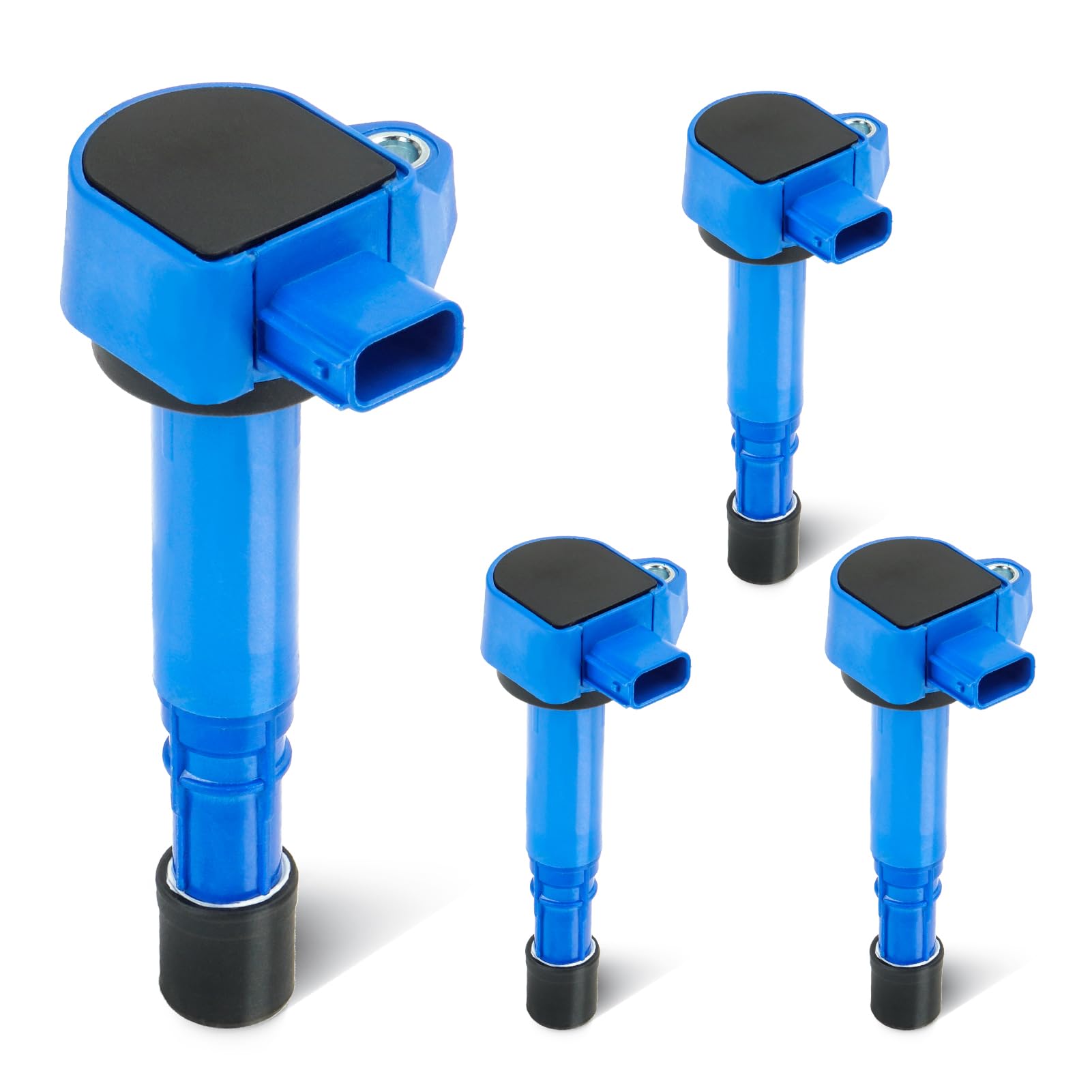 High Performance Blue Set of 4 Ignition Coil Packs Compatible with 2001-2005 Honda Civic 1.7L, Acura MDX 3.5L, 2003-2005 Pilot & 2006-2008 Ridgeline - Direct Replacement for UF400 5c1451 - Improves Engine Power & Fuel Efficiency for Smoother Driving