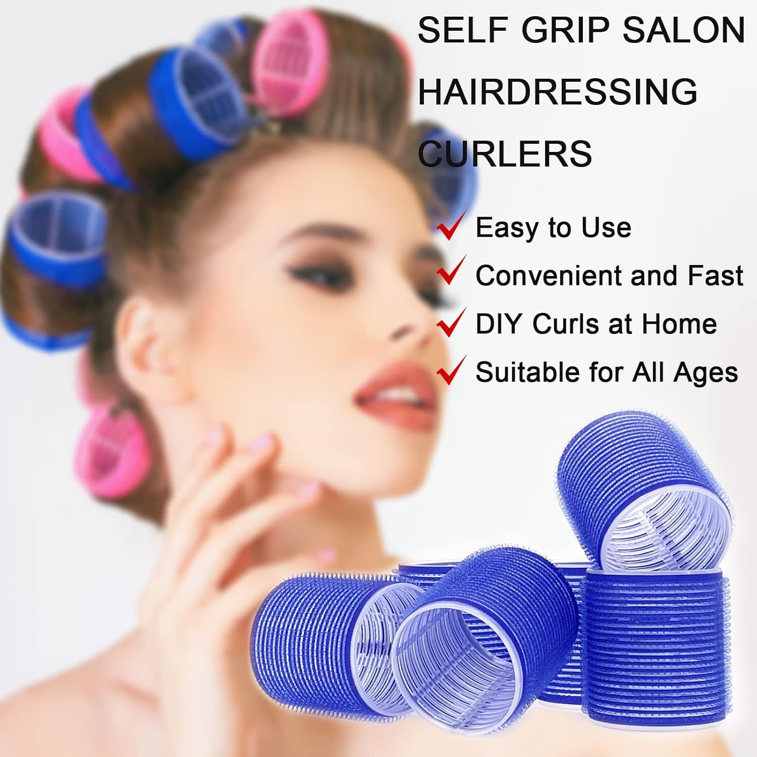 SIYAA 12 Pack Self Grip Hair Rollers for Women & Girls - Salon Quality Hair Curling Set for Styling & Volume - Perfect for Home Use, Parties & Special Occasions