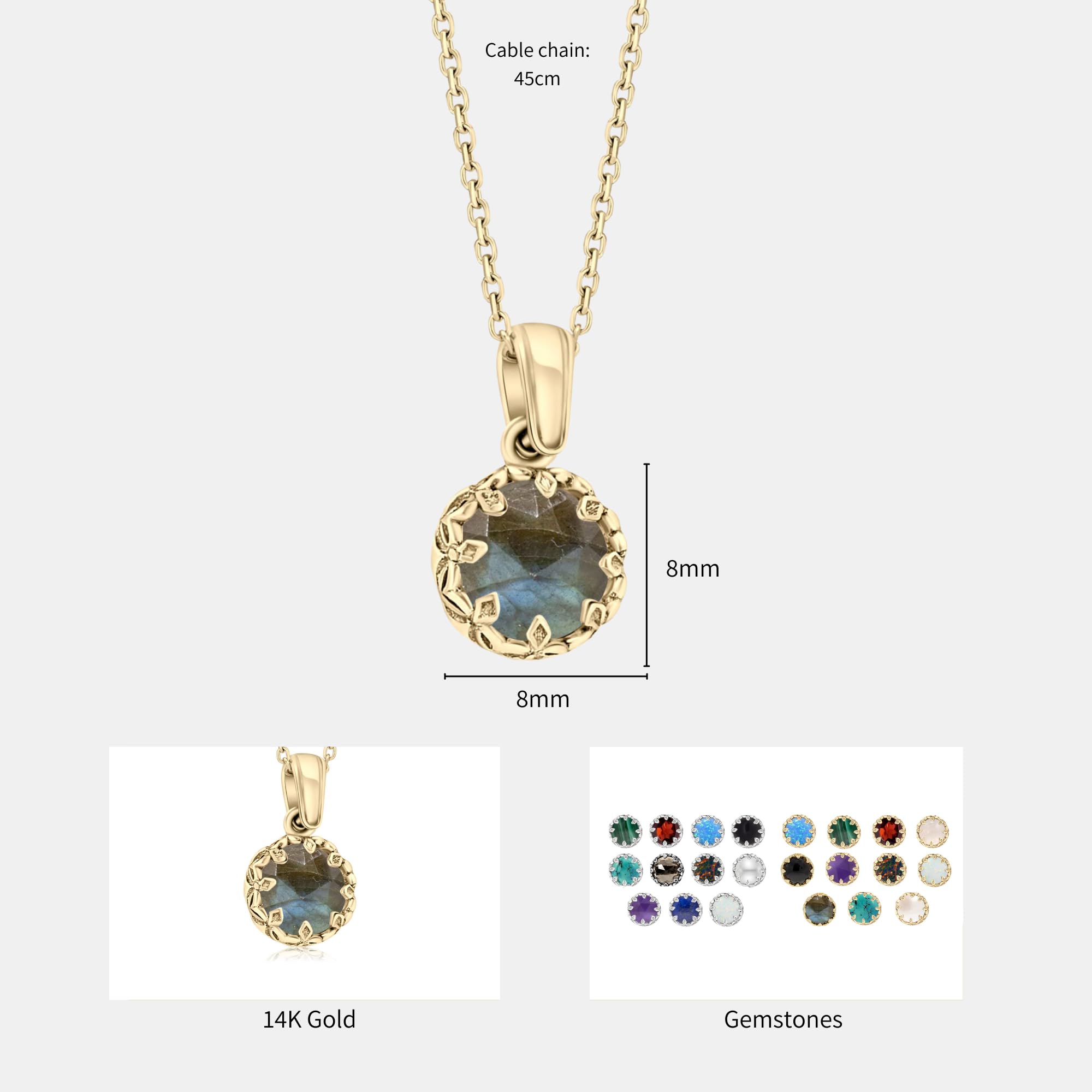 14K Gold Plated Labradorite Necklace for Women - Elegant 925 Sterling Silver Birthstone Pendant - Minimalist Gold Jewelry for Everyday Wear, Gifts & Special Occasions