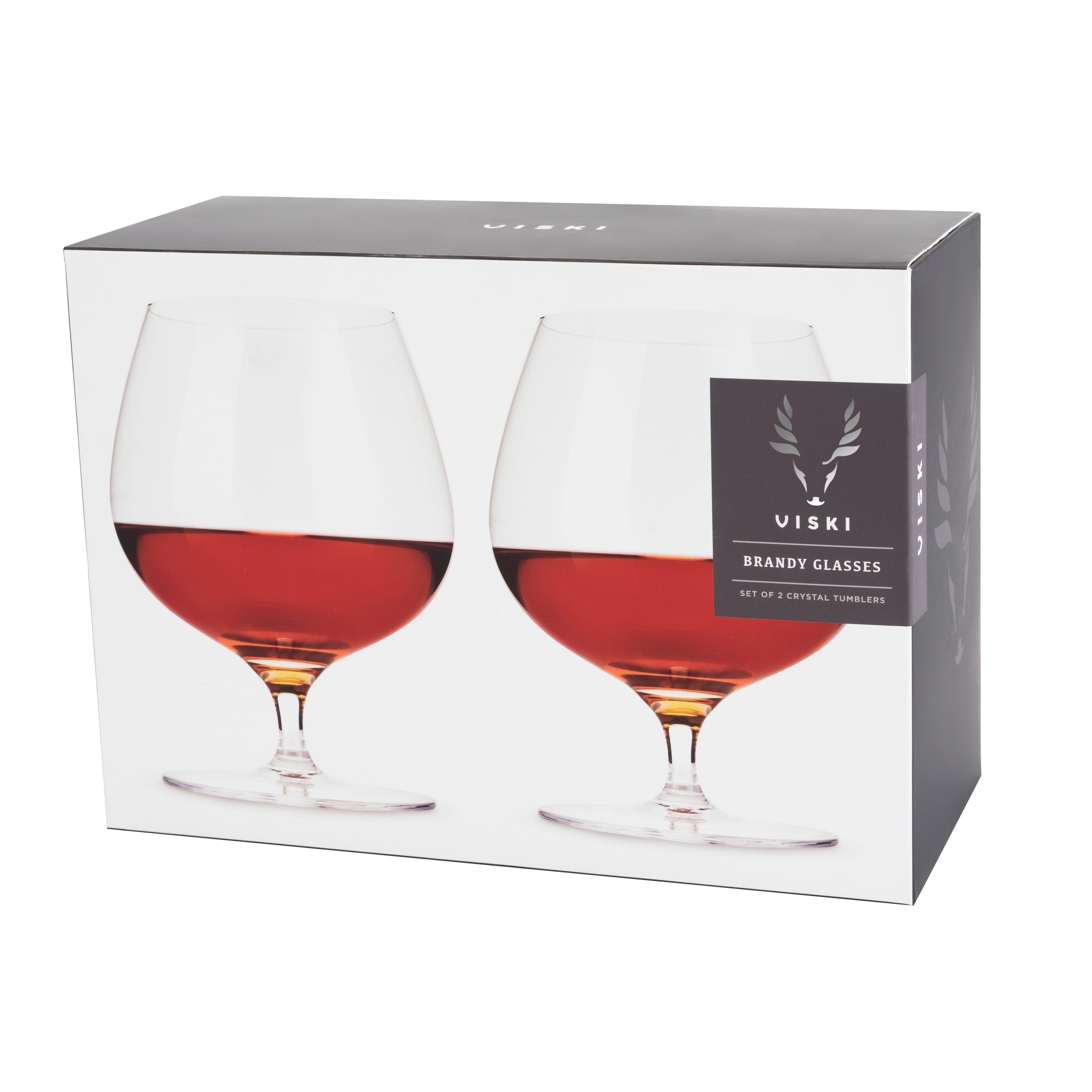 Premium Raye Crystal Wingback Brandy Glasses Set of 2 - Elegant Cut Glass Whiskey Snifters for Fine Liquor Tasting, Home Bar Decor & Gift Giving