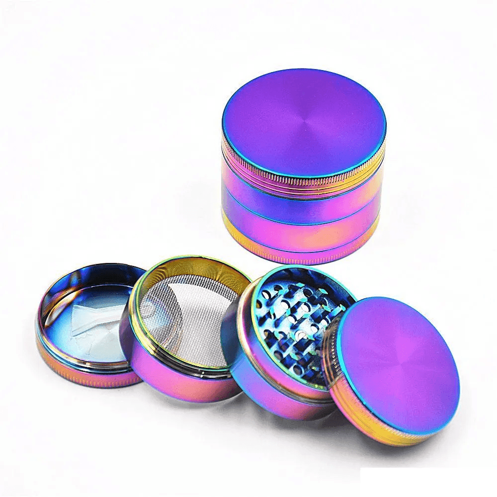 4 Layer 40MM 60MM Rainbow Zinc Alloy Herb Grinder for Tobacco, Spices & Herbs - Perfect for Smoking, Cooking & Aromatherapy Use