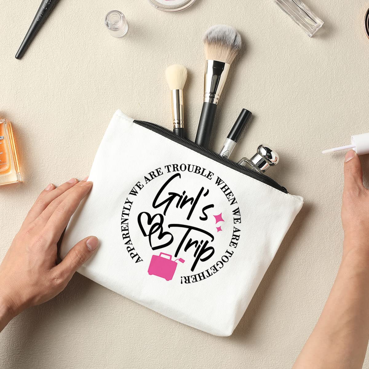 Stylish Travel Makeup Bag for Girls - Perfect Weekend, Graduation, Birthday & Christmas Gift for Her, Bestie & Teens - Cosmetic Bags for Vacation, Travel & Friendship - Great for Daily Use, Trips & Special Occasions