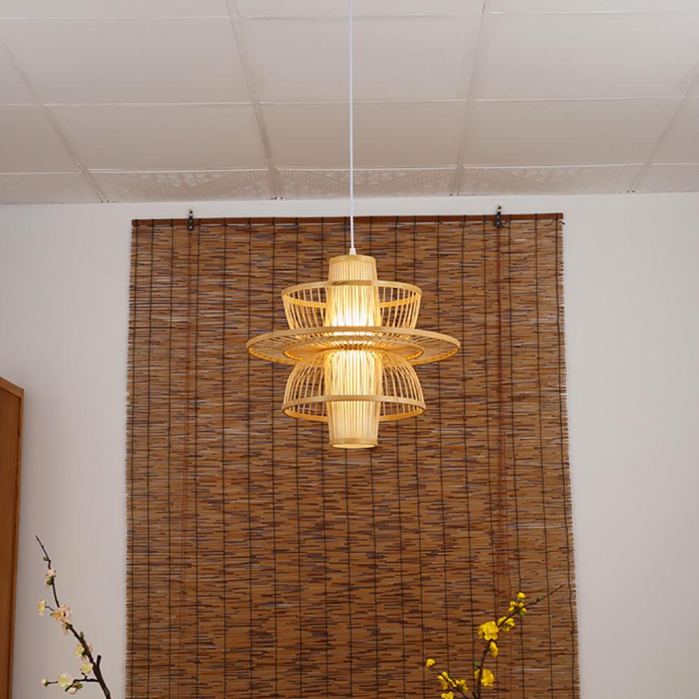 Handmade Sigyn Bamboo Pendant Light - Natural Eco-Friendly Hanging Lamp for Living Room, Bedroom, or Dining Room Decoration