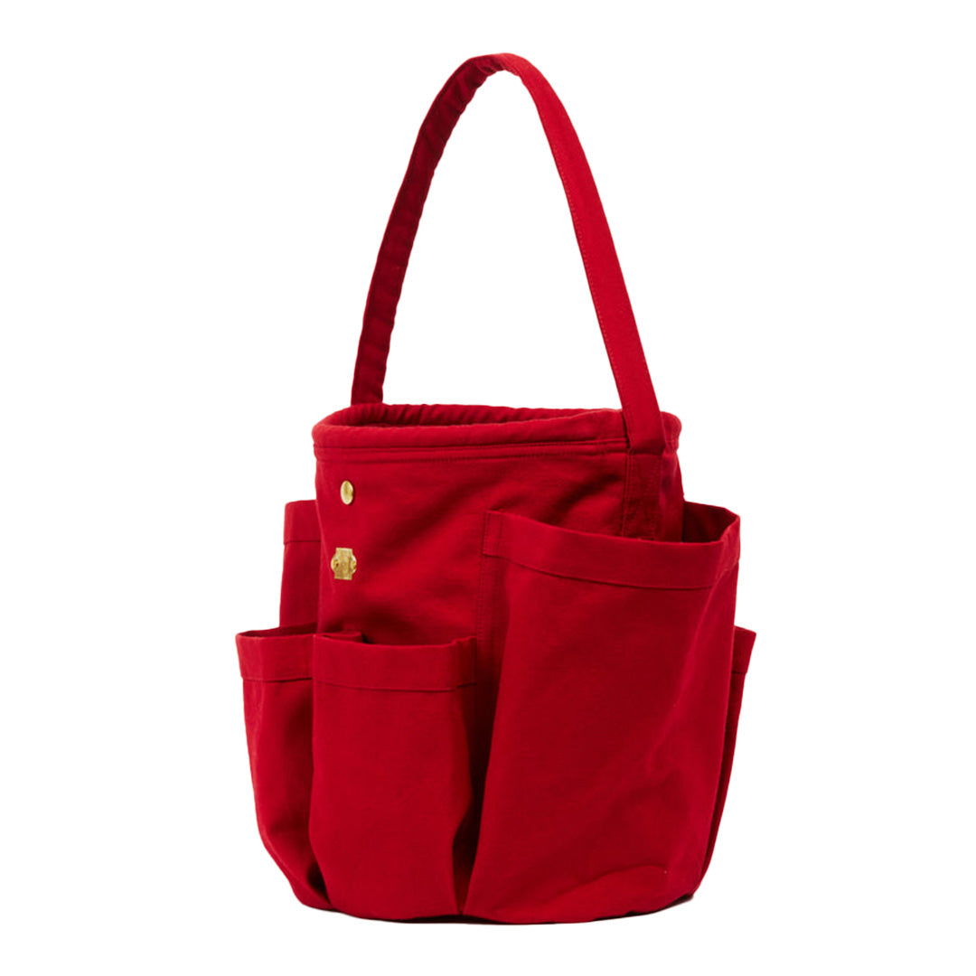 Red Gardening Bucket Bag - Durable Waterproof Garden Tote for Planting, Harvesting & Outdoor Activities - Perfect for Farmers Market, Beach & Picnic Use