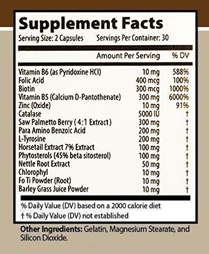 Anti-Gray Hair 7050 Supplement - 60 Capsules per Bottle (10 Bottles) - Restores Natural Hair Color & Prevents Premature Graying - Perfect for Men & Women Seeking Youthful Hair