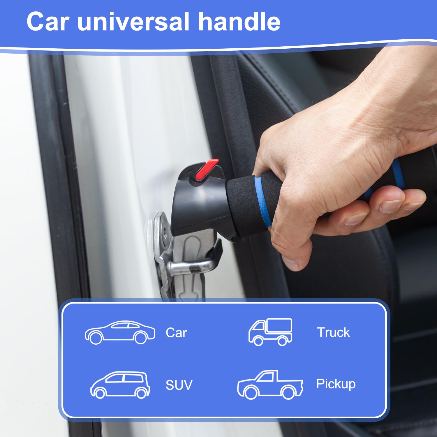 2 Pack 3-in-1 Car Handle Assist for Seniors & Handicapped - Car Door Support Handle with Window Breaker & Seatbelt Cutter, Multifunction Car Door Latch Handle for Elderly Safety and Accessibility in Cars, SUVs, and Trucks