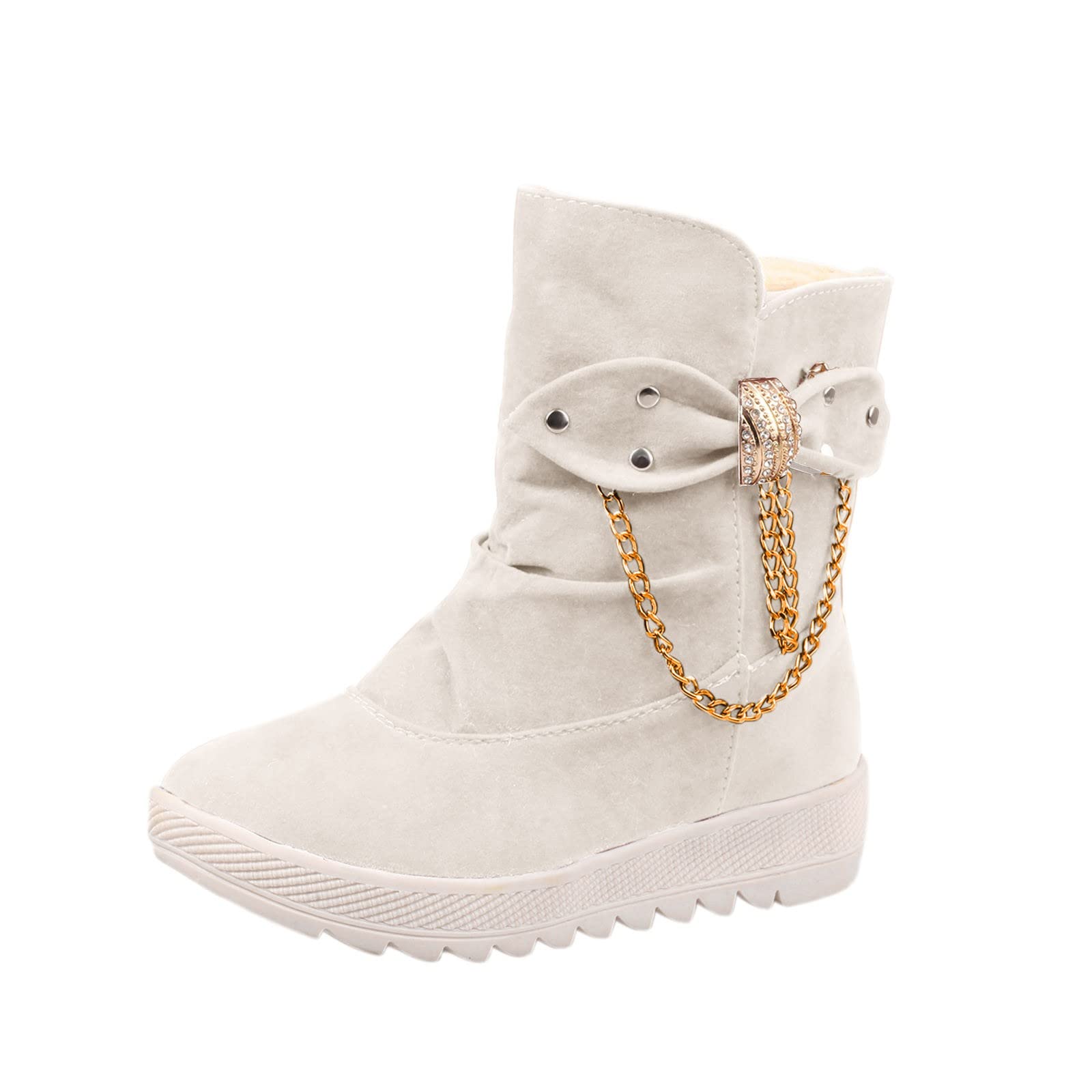 Women's Cotton Winter Boots - Warm Casual Snow Boots for Autumn & Winter - Short Ankle Boots for Women (Khaki, Size 7.5) | Perfect for Snowy Days, Outdoor Activities & Cold Weather Fashion