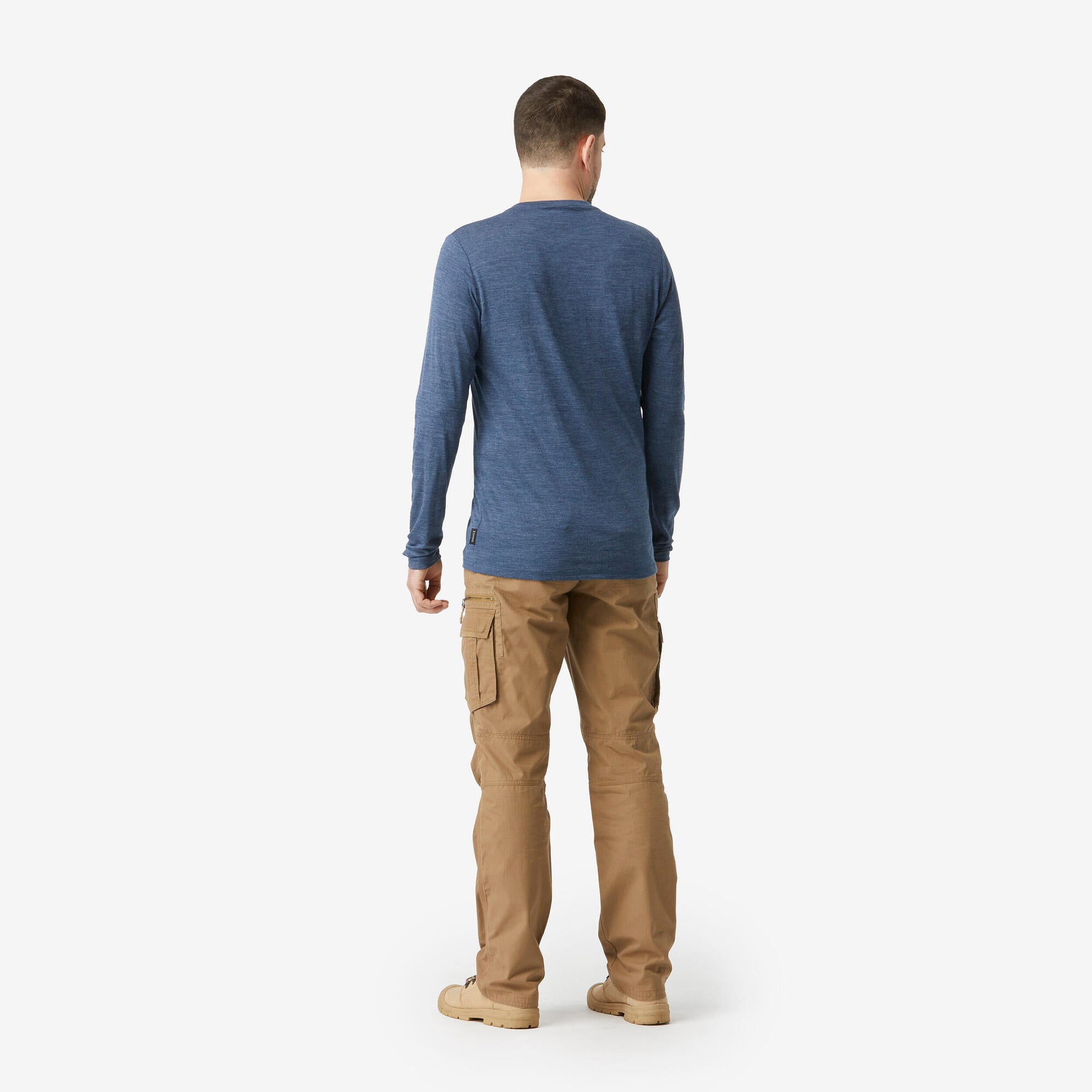 Simond Men's Travel 500 Merino Wool Long Sleeve Shirt - Breathable & Odor-Resistant Base Layer for Hiking, Camping & Outdoor Adventures
