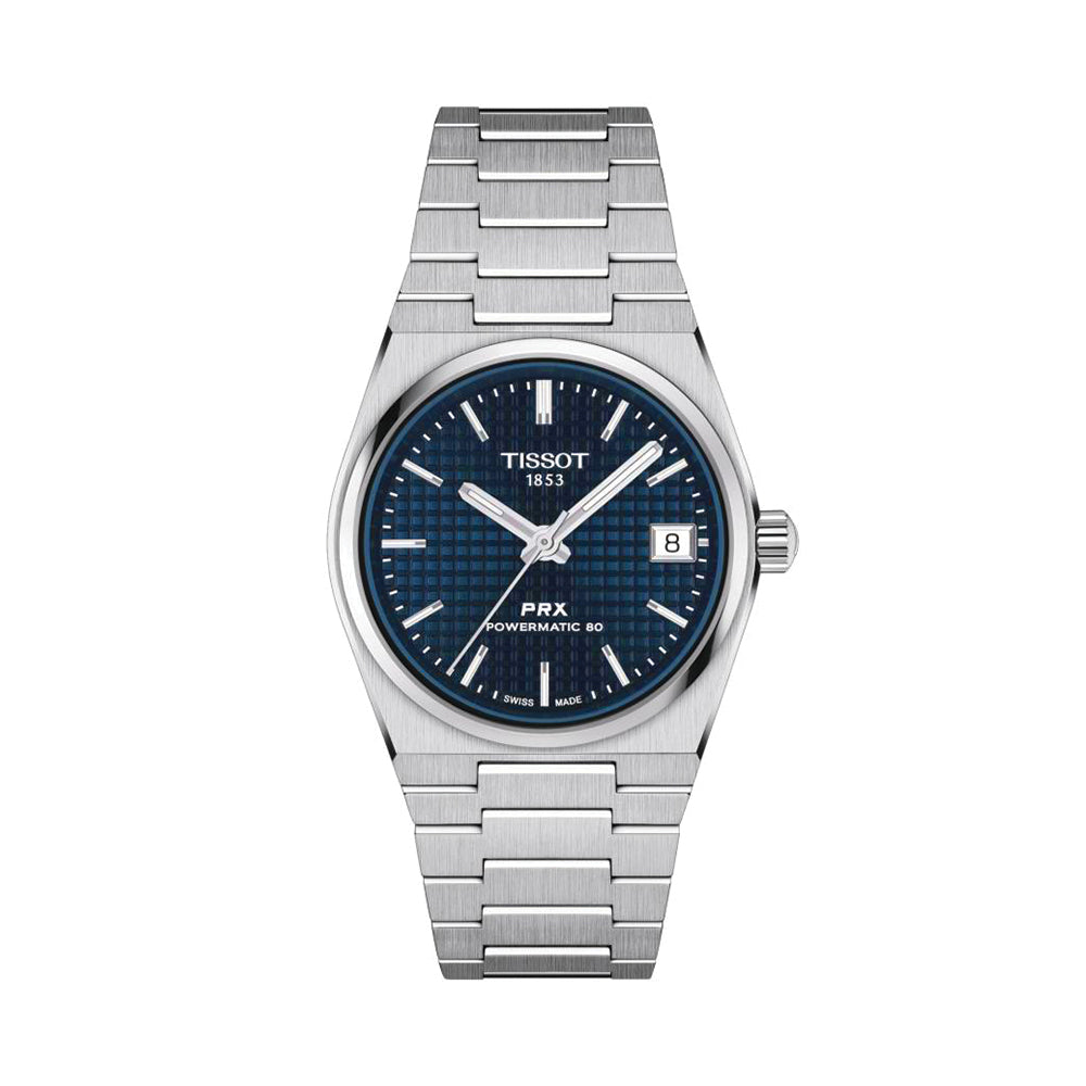 Tissot PRX Powermatic 80 Automatic Watch - 35mm Blue Dial with Stainless Steel Bracelet | Swiss Made Men's Dress Watch for Business & Casual Wear