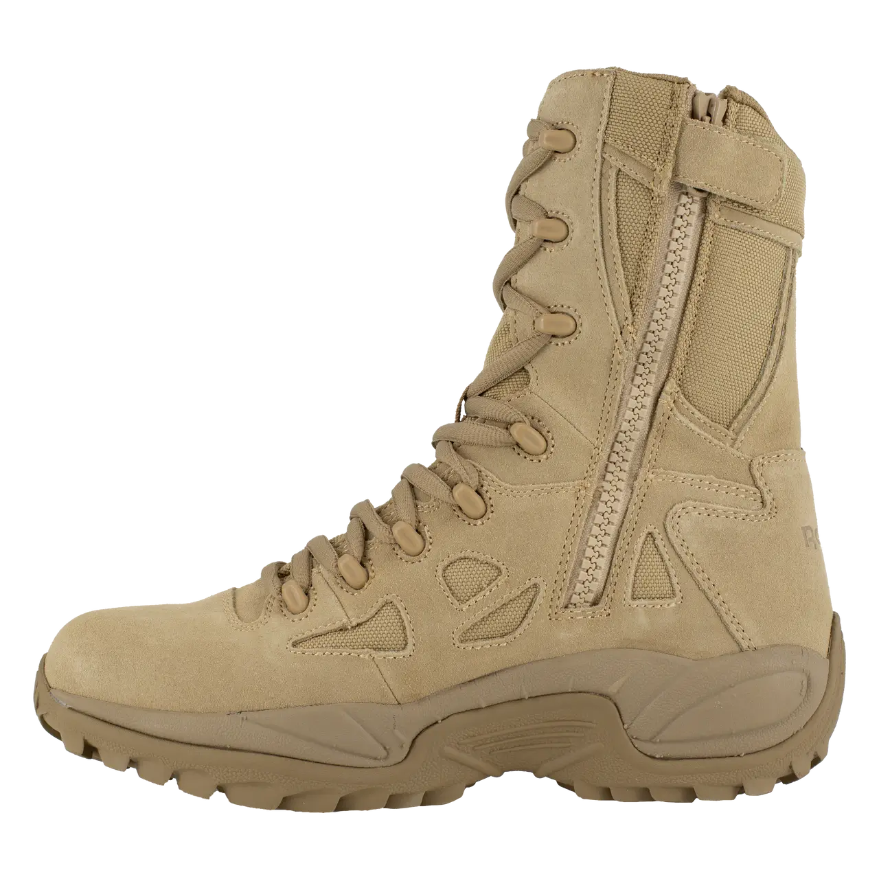 Rapid Response RB 8 Inch Soft Toe Side Zip Military Boots - Desert Tan Tactical Footwear for Outdoor Work, Hiking & Security Duty