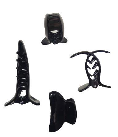NPRC Black Plastic Hair Clips Set - 4 Piece Hair Clutch, Claws & Clips Combo for Women & Girls | Hair Accessories for School, Work & Everyday Styling