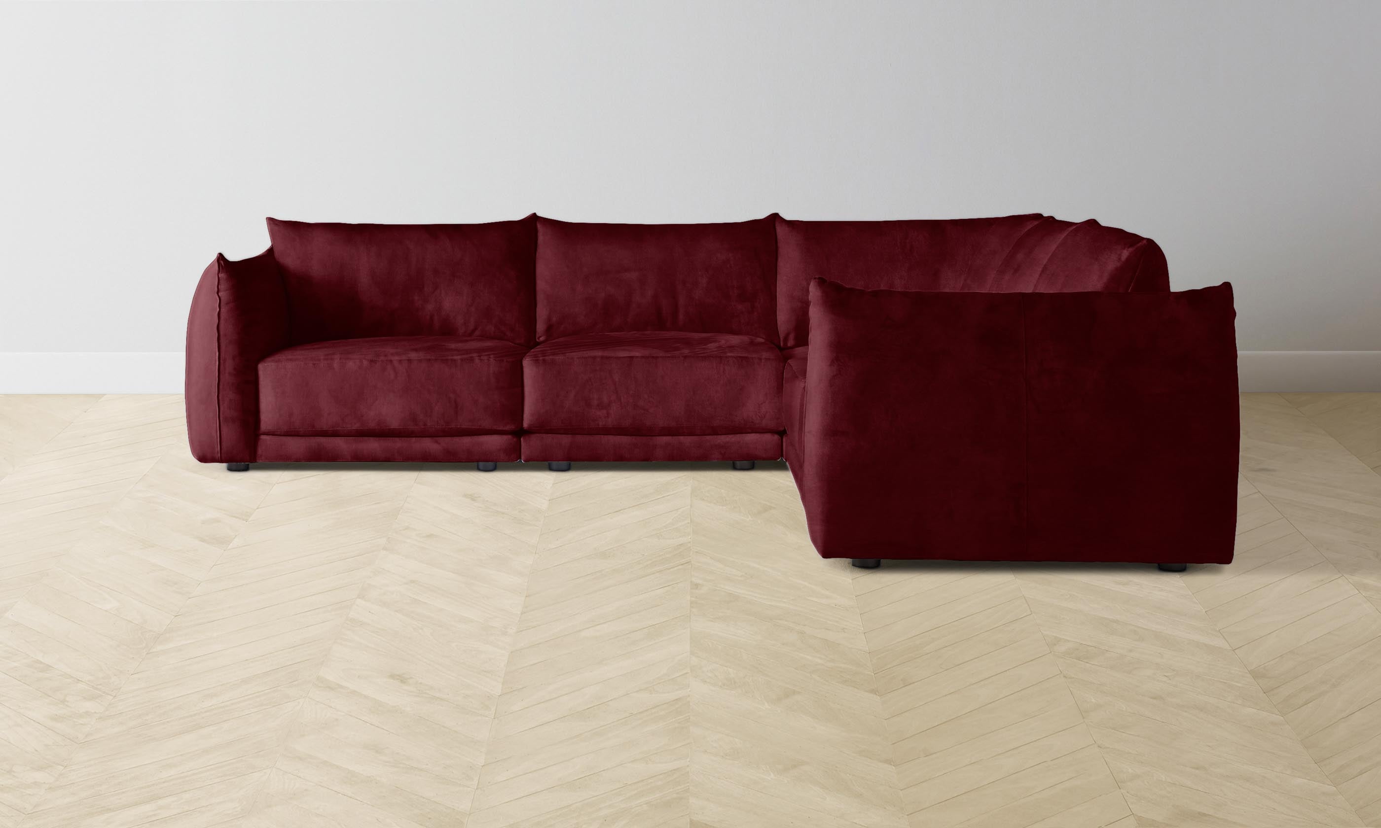 The Jones Modular Sectional Sofa - Performance Velvet Merlot Red Fabric - Perfect for Living Room, Family Room & Home Theater Seating