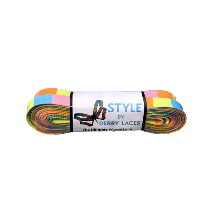Rainbow Block Waxed Laces - Durable & Colorful Shoelaces for Sneakers, Boots & Hiking Shoes | Perfect for Outdoor Activities, Sports & Fashion Styling