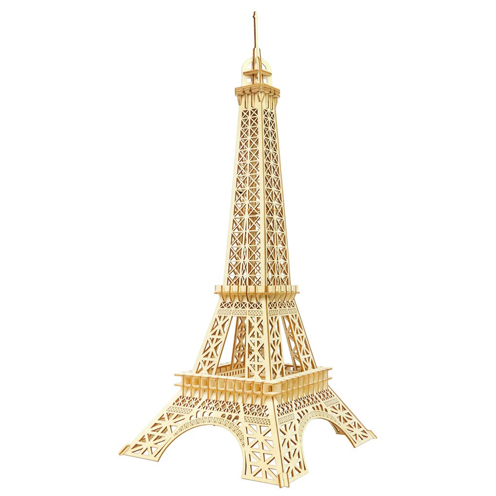 3D Wooden Puzzle DIY Kit - Laser Engraved Eiffel Tower Model for Adults & Teens | Safe Mechanical Assembly | World Famous Architecture Building Toy for Home Decor & STEM Learning