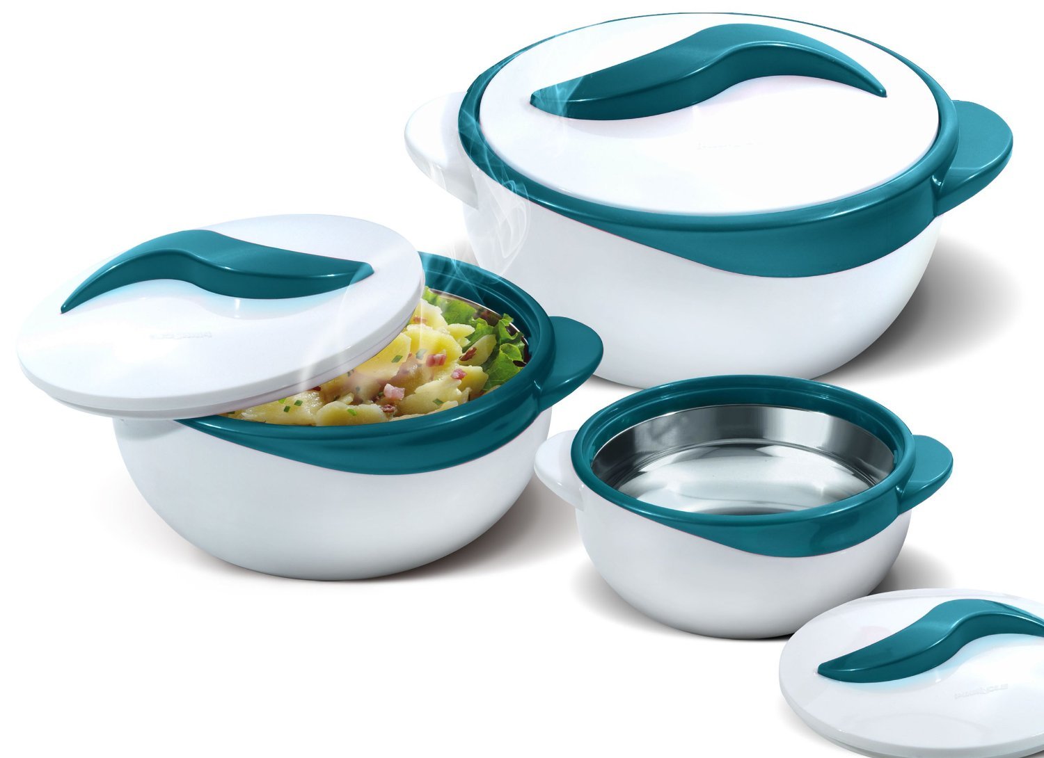 Premium Thermal Insulated Salad & Soup Bowl Set with Lid - 3-Piece Turquoise Serving Dishes for Holiday Dinners, Parties & Everyday Meals - Perfect for Entertaining, Meal Prep & Leftovers