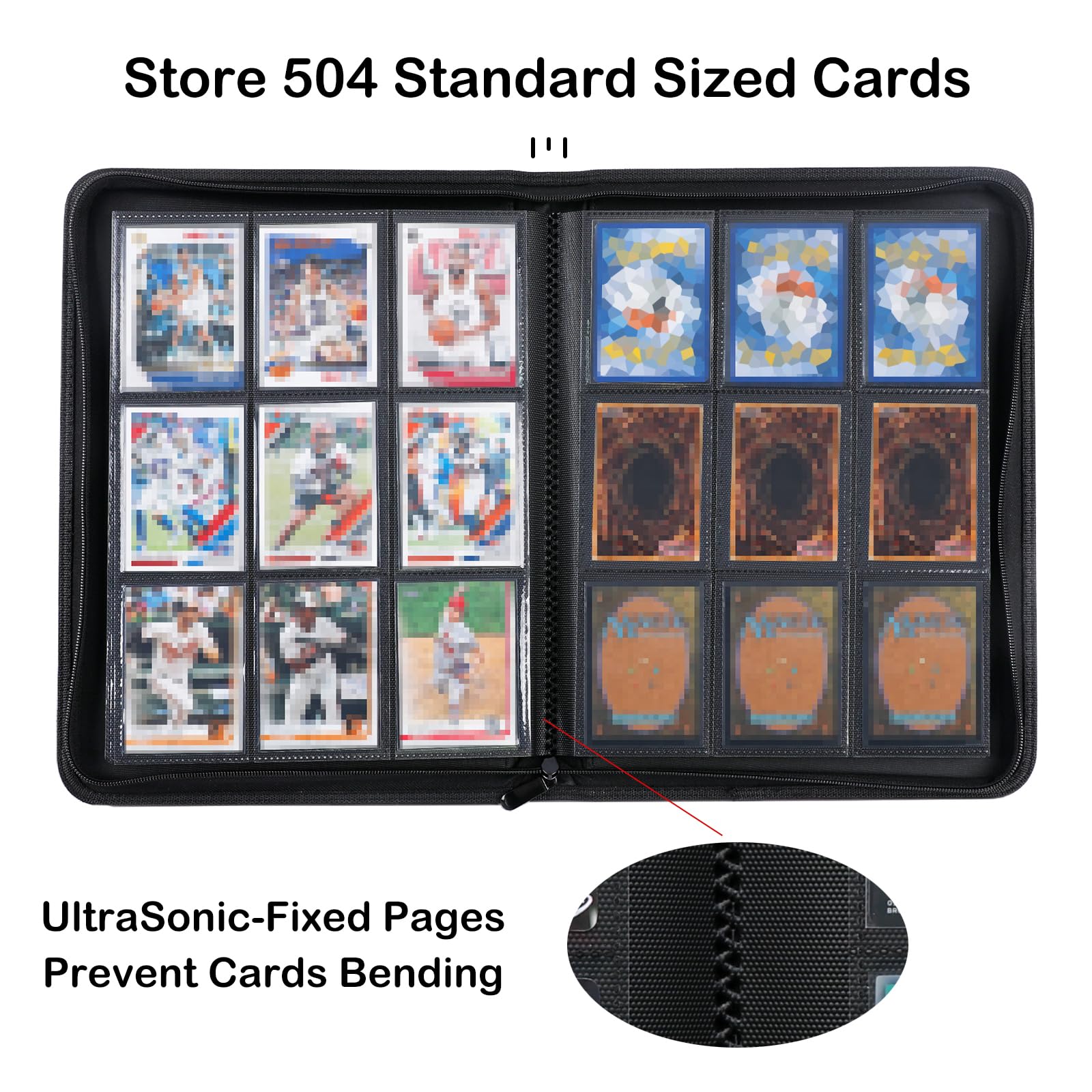 Rayvol Premium 9-Pocket 504 Card Binder - Ringless Trading Card Album with Side Loading Black Pages | Perfect for TCG Collectors, Pokemon, MTG & Sports Cards Storage (Red) - Organize & Protect Your Valuable Card Collection