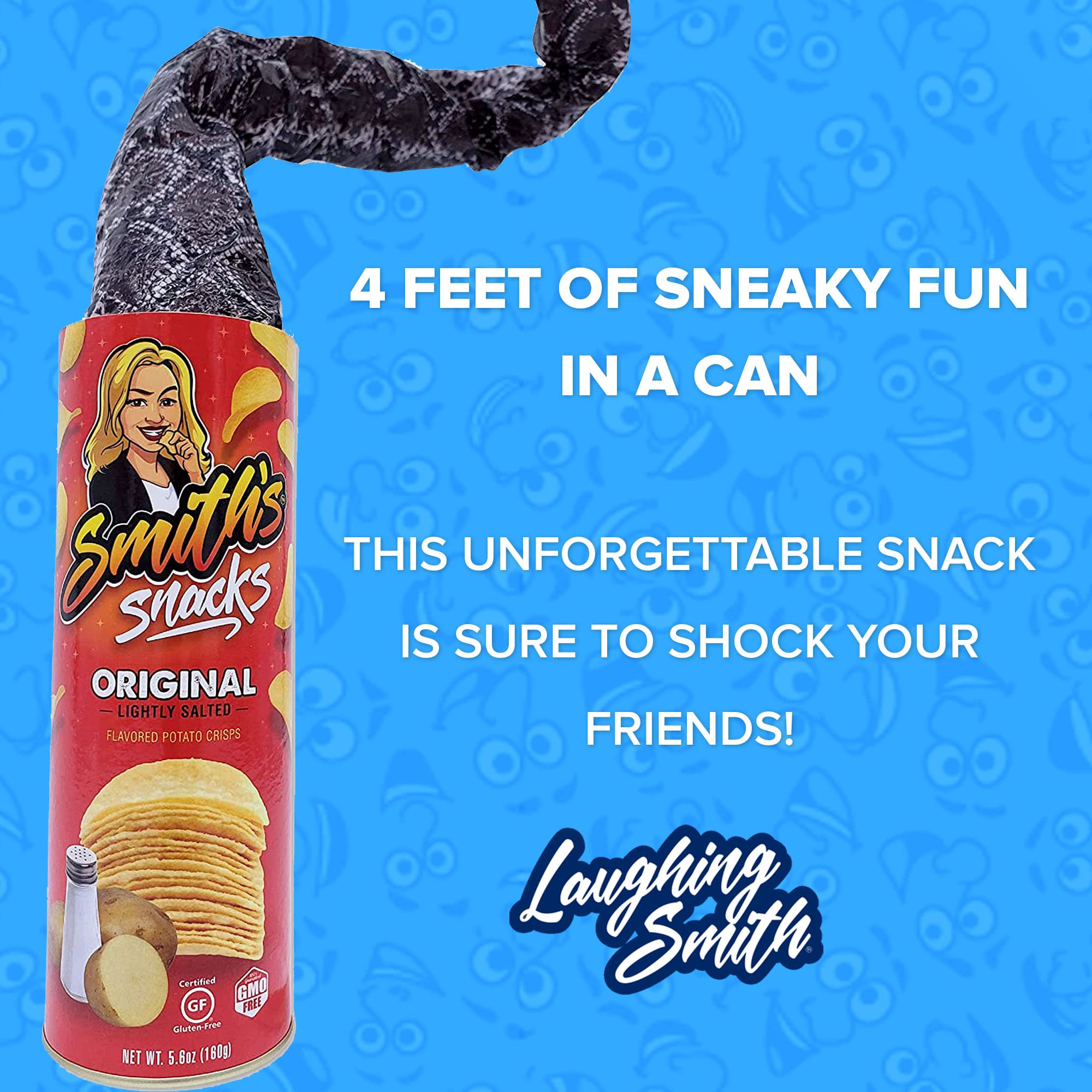 Smith's Snacks Potato Chip Snake Prank Can - Hilarious Fake Snake Surprise Gift for Teens & Adults (Ages 14+) - Perfect for April Fools' Day, Halloween Pranks & Office Jokes