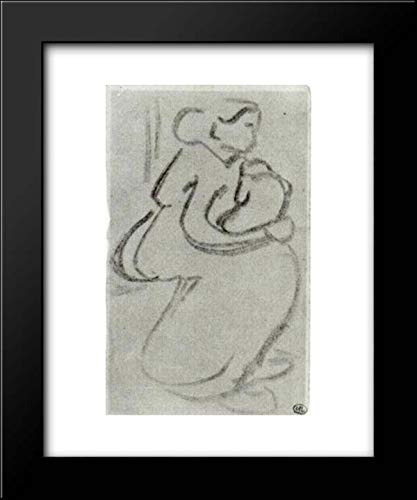 Van Gogh Framed Art Print - Woman with Baby Sketch 20x24 for Home Decor