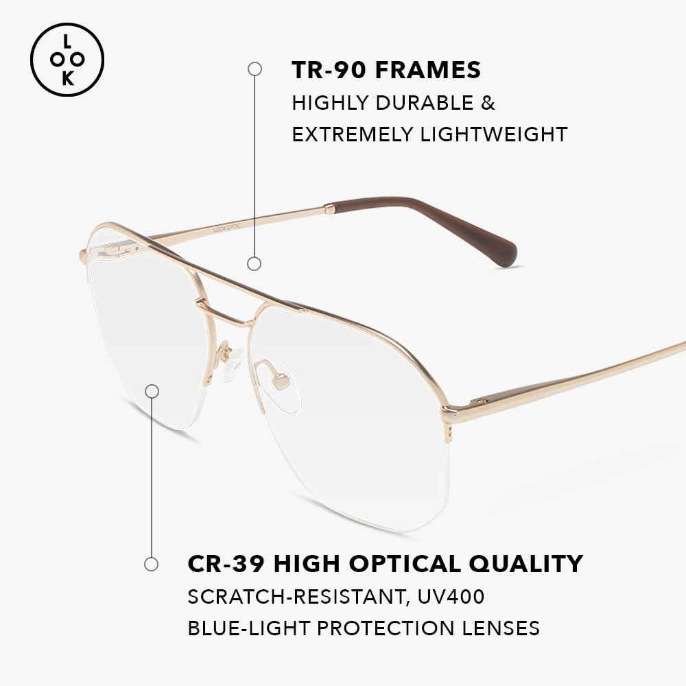 LOOK OPTIC Muse Reader - Stylish Unisex Reading Glasses with Prescription-Quality Lenses (Full Magnification, Non-Progressive) for Reading, Working & Computer Use - Perfect for Office, Home & Travel