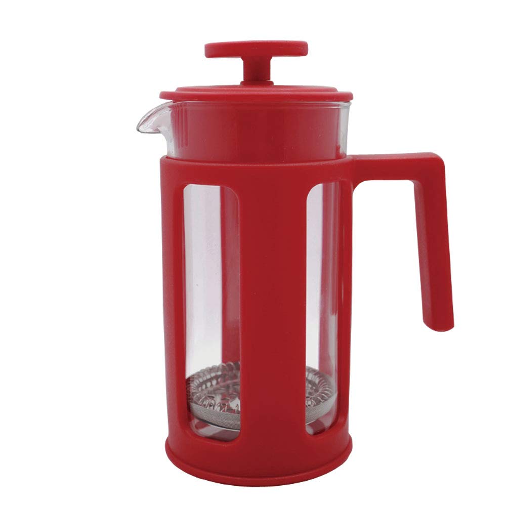 Premium French Press Coffee & Tea Maker - 11 oz (350ml) Heat-Resistant Borosilicate Glass, Durable & Easy Clean - Perfect for Home, Office & Camping - Red