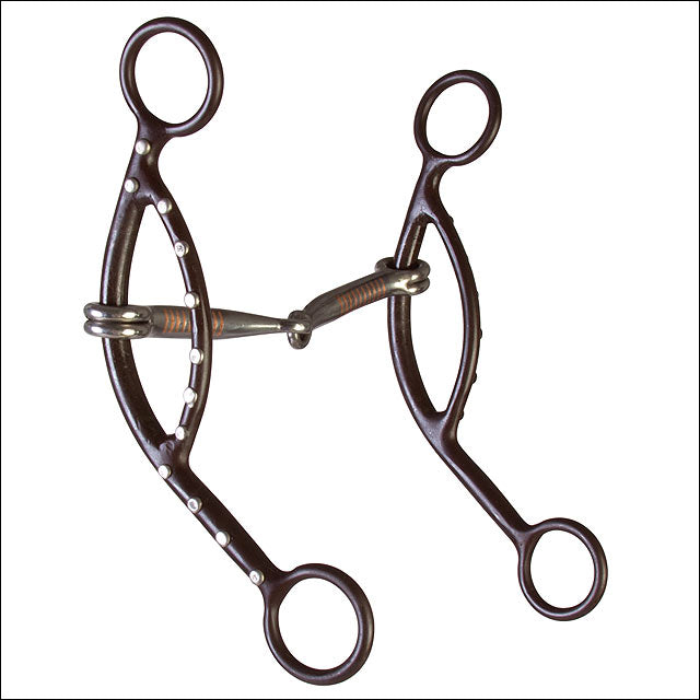 Hilason 5 1/8 Inch Brown Steel Sliding Snaffle Mouth Gag Horse Bit - Comfortable Training Bit for Western & English Riding, Dressage & Trail Horses