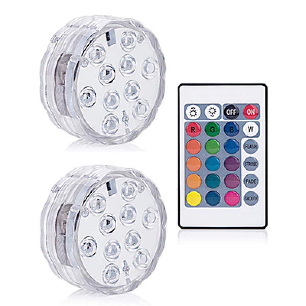 10 Pack LED Submersible Lights with Remote Control - RGB Color Changing Underwater Lights for Pool, Garden, Pond & Outdoor Party Decoration - Waterproof IP68, 2 Lights + 1 Controller - Perfect for Nighttime Ambiance, Landscape Lighting & Special Events