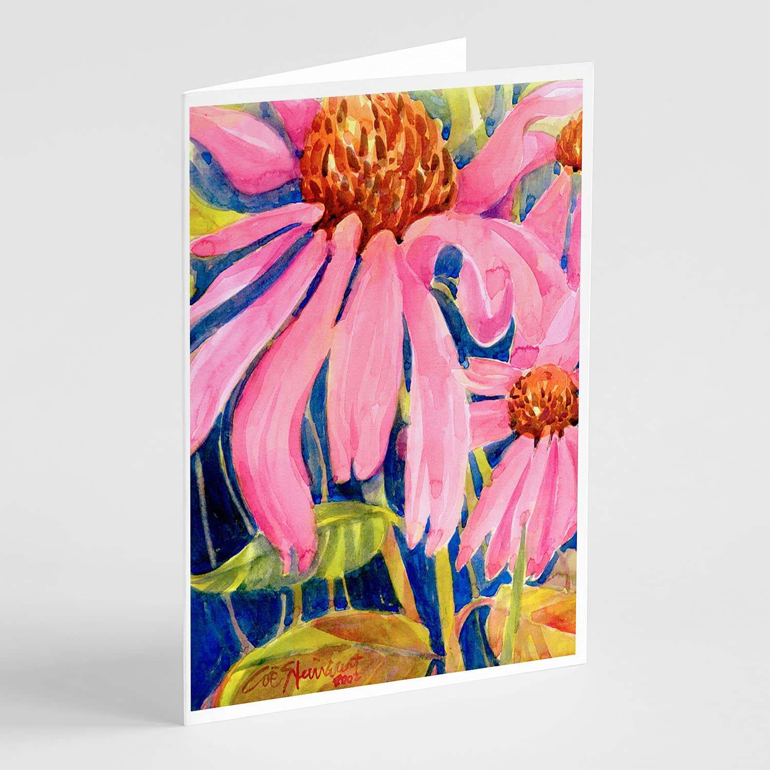 Caroline's Treasures 6027GCA7P Whimsical Coneflower Greeting Cards - Pack of 8 Blank A7 Note Cards (5x7 Inches) with Envelopes | Perfect for Thank You Notes, Birthday Wishes & Handwritten Letters
