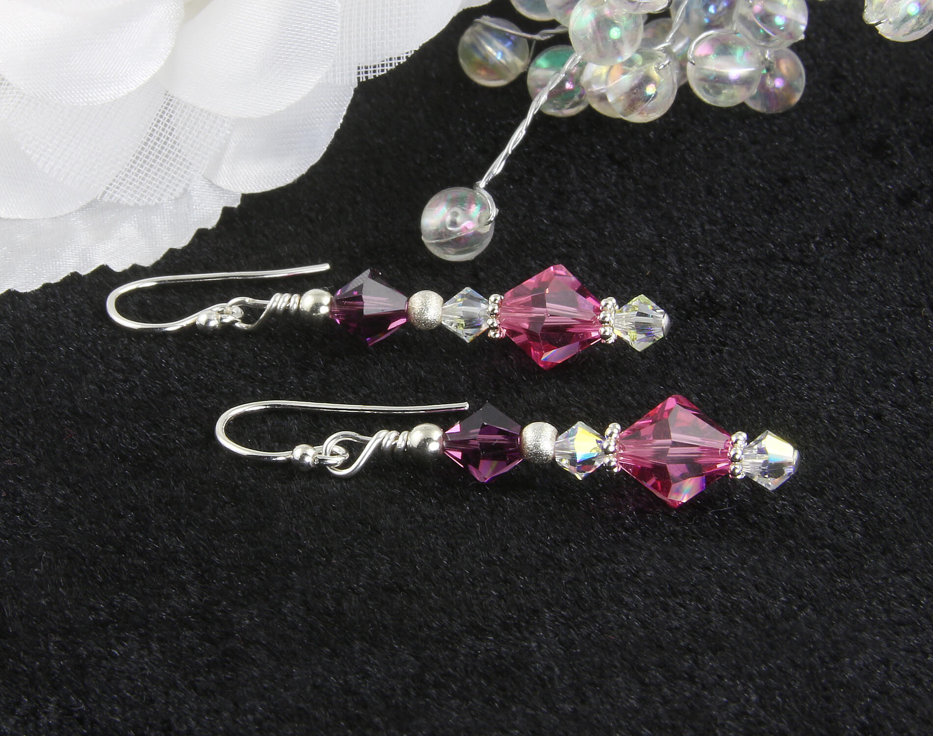 Amethyst Pink Crystal Beaded Earrings for Women - Elegant Dangle Drop Earrings with Healing Stones | Perfect for Parties, Weddings & Everyday Wear