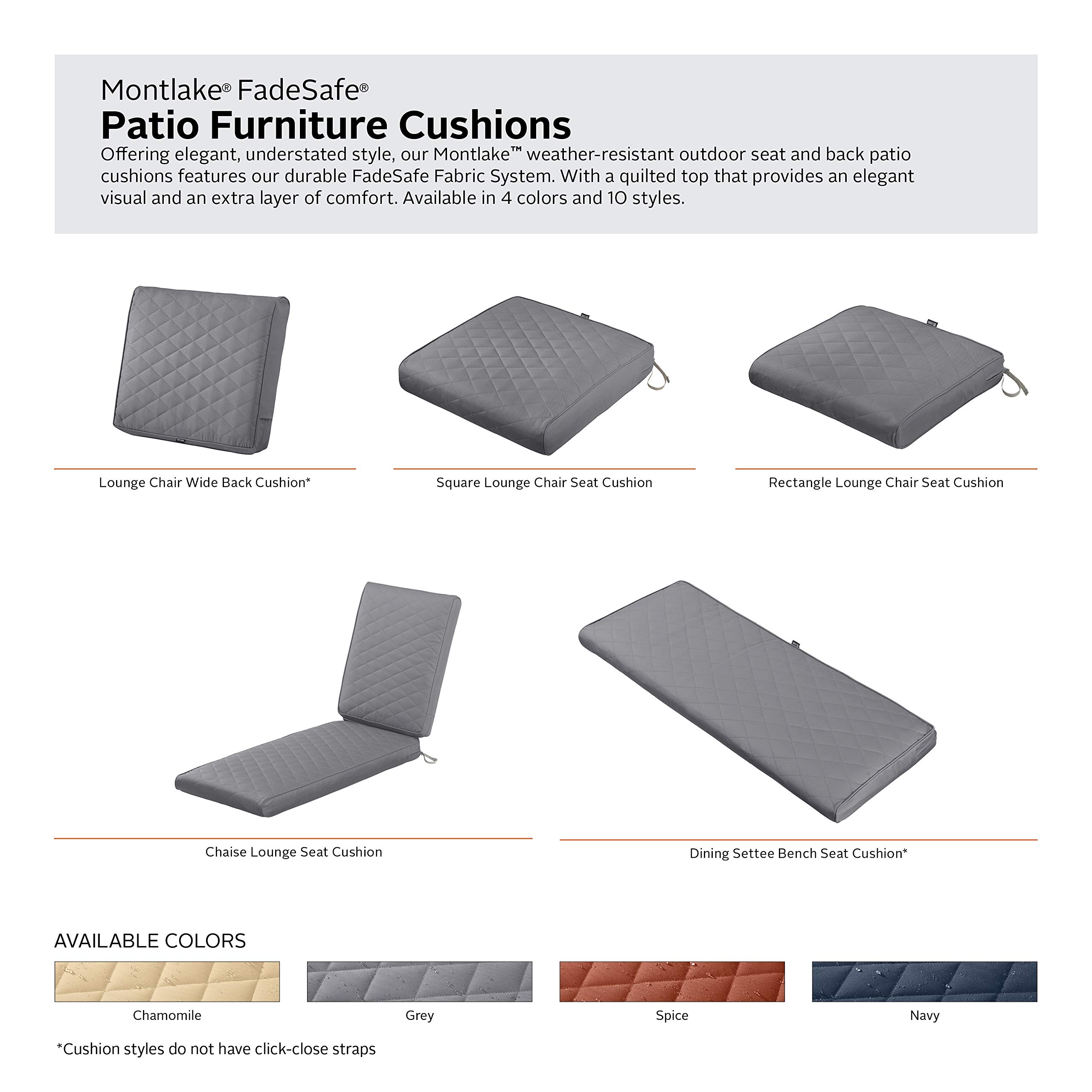 FadeSafe Water-Resistant Patio Bench Cushion Cover, 42x18x3 Inch, Grey - Outdoor Furniture Protection
