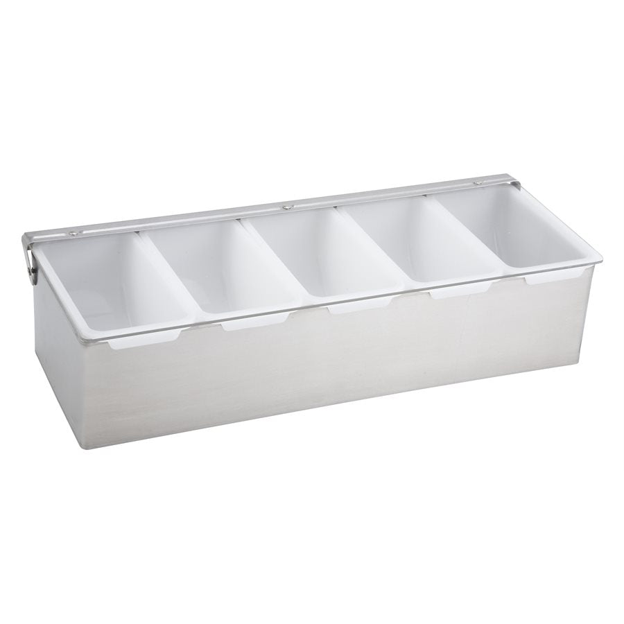 Winco 5-Compartment Stainless Steel Condiment Holder - Perfect for Restaurants, BBQs & Kitchen Organization