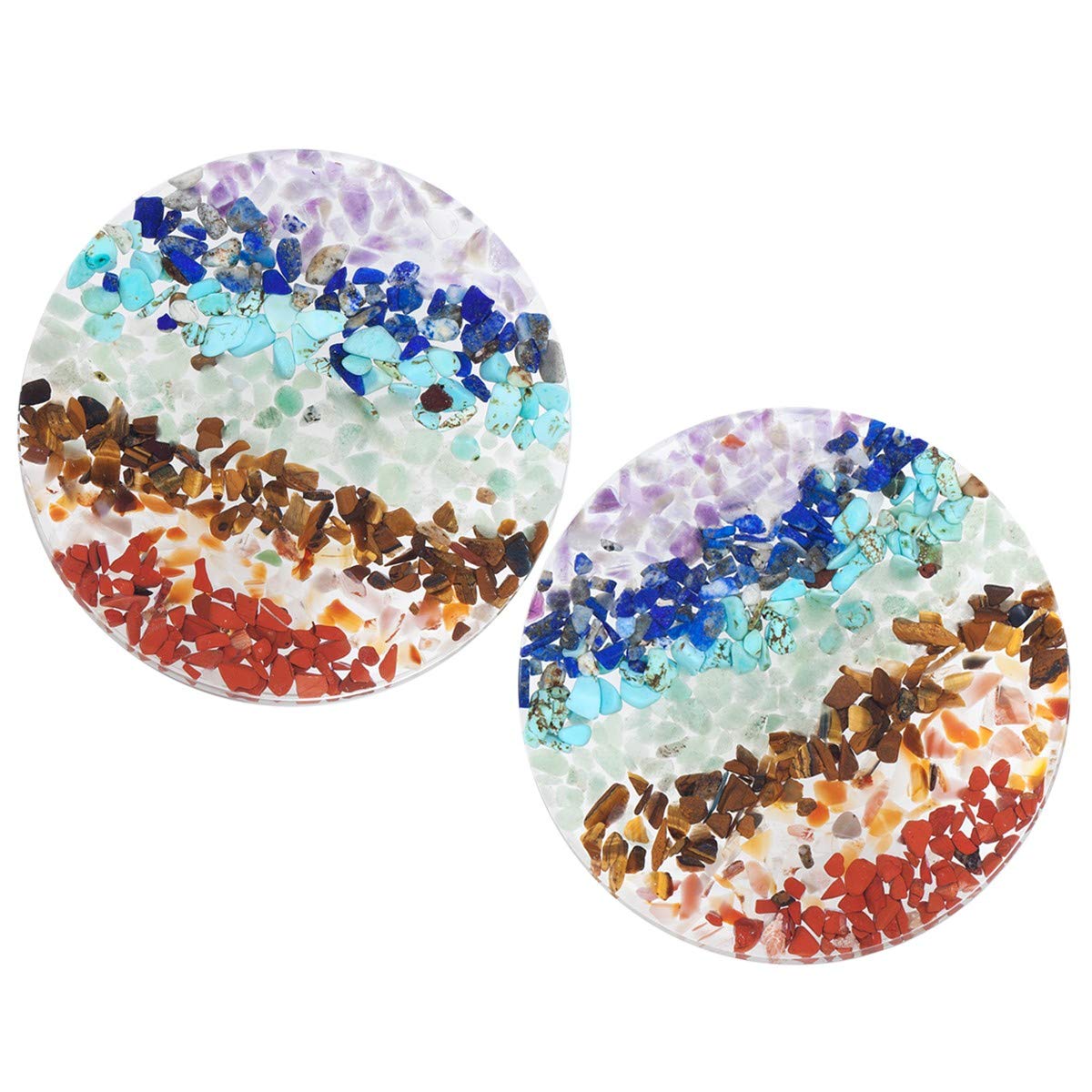 7 Chakra Orgone Crystal Slice - Healing Stone Energy Decor for Home & Office - 3.15 Inch Chakra Stones (Pack of 2) - Perfect for Meditation, Feng Shui & Positive Energy Spaces