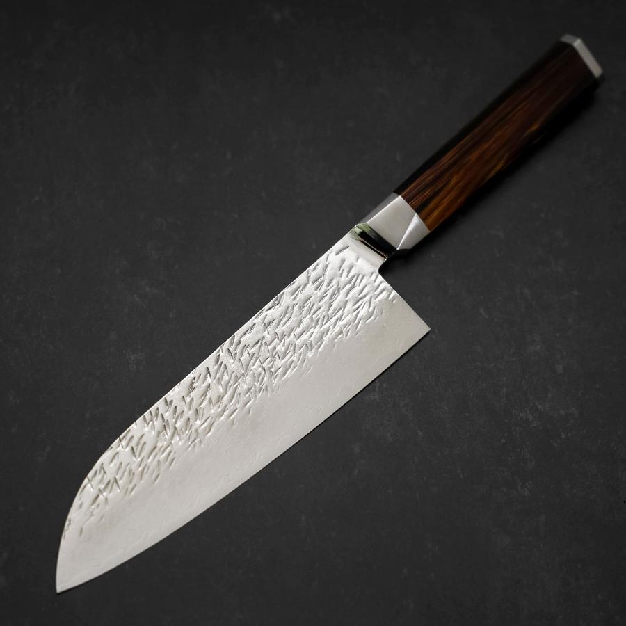 Premium Santoku SG2 Tsuchime Damascus Chef Knife 7.1