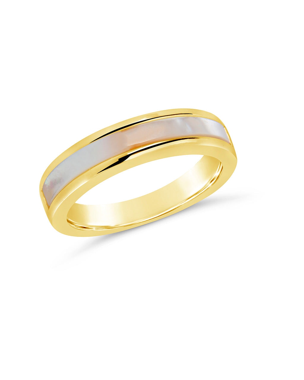 Mishel Mother of Pearl Band Ring - Elegant Pearl Inlay Jewelry for Women, Perfect for Weddings, Anniversaries & Special Occasions