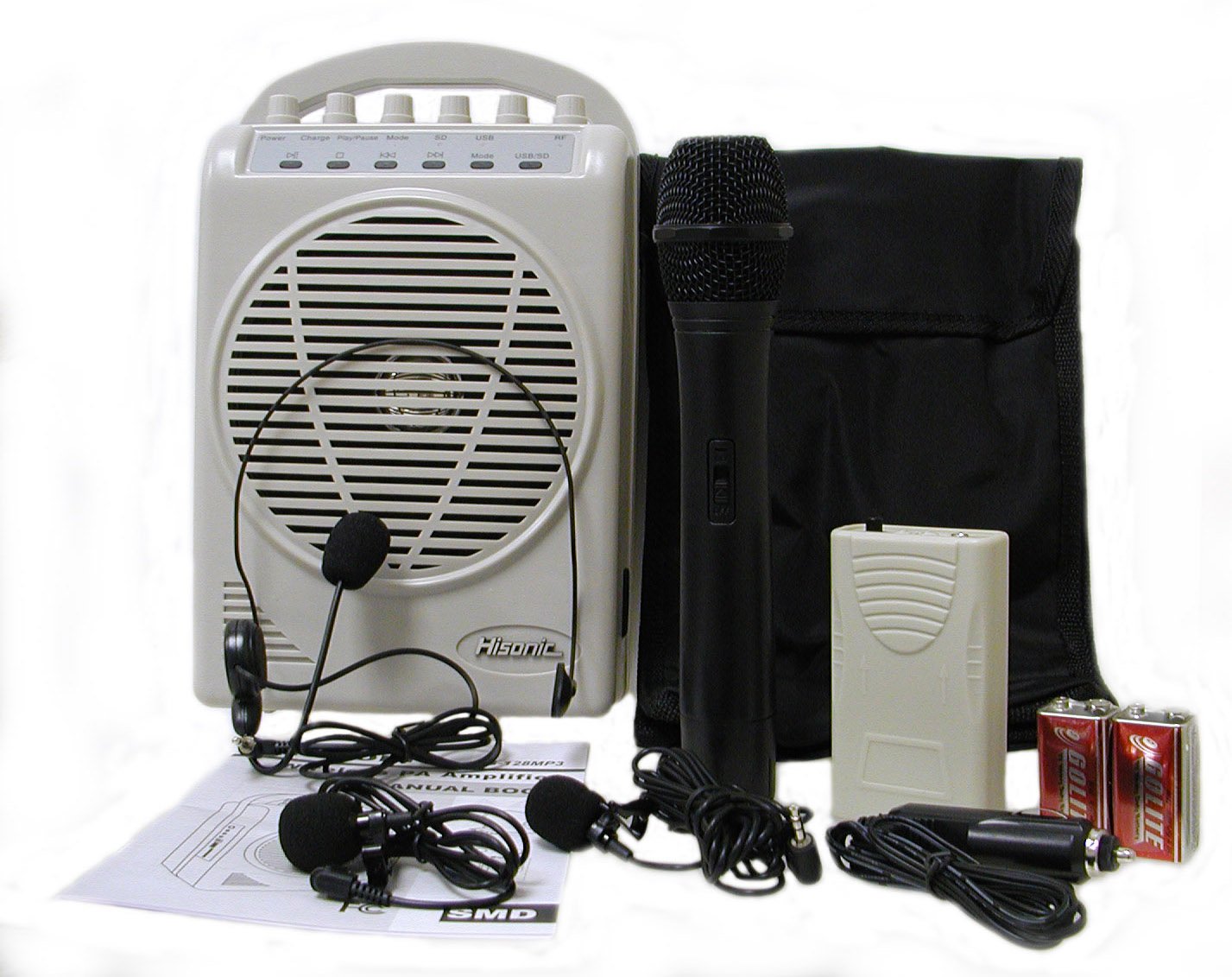 Hisonic HS128MP3 Rechargeable Wireless PA System with USB/SD Port & MP3 Player - Portable Bluetooth Speaker for Outdoor Events, Parties, and Car Travel