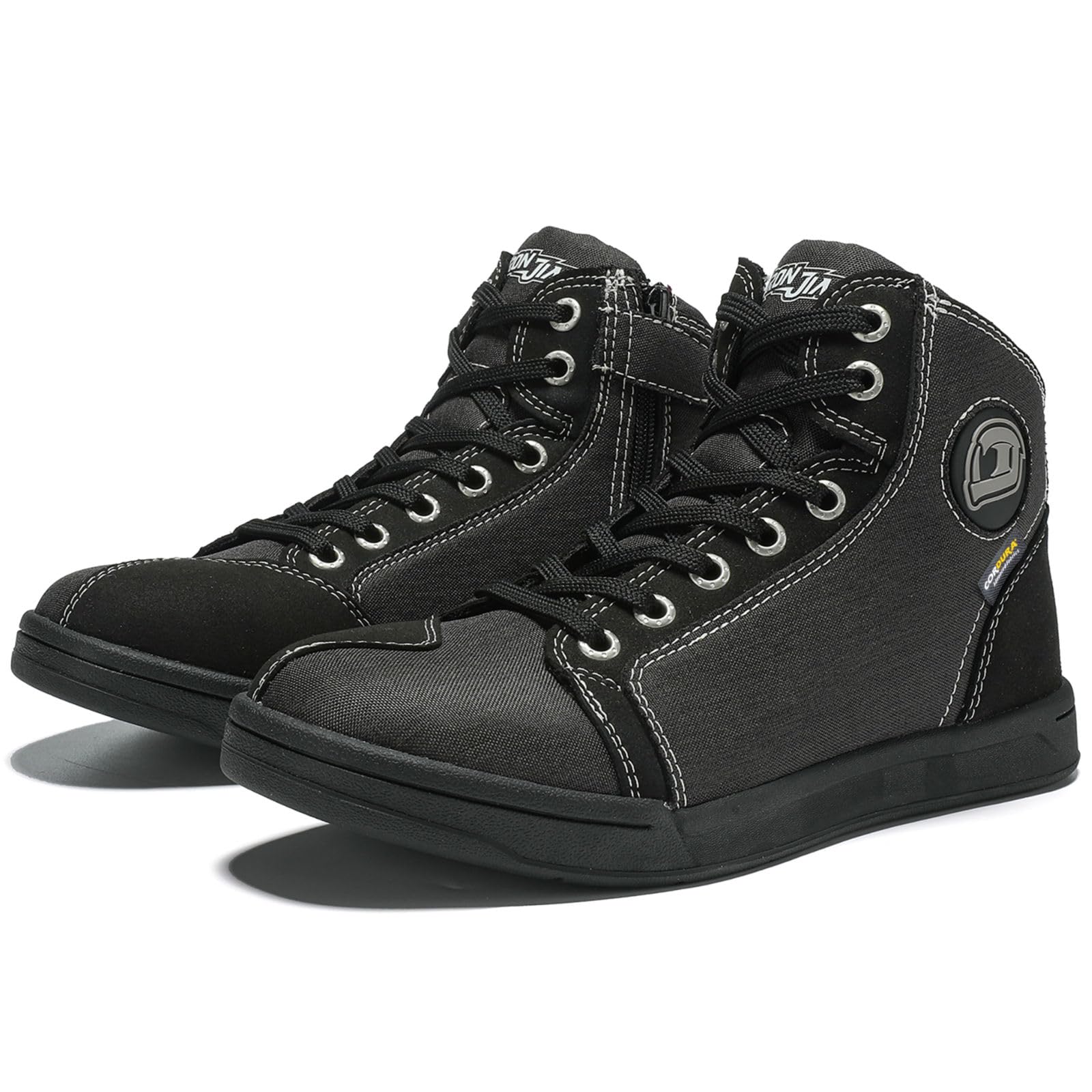 IRON JIA'S Men's Motorcycle Shoes - Breathable Protective Streetbike Footwear with Anti-Slip Sole for Powersports (Black, Size 9.5) - Perfect for Casual Riding & Urban Commuting
