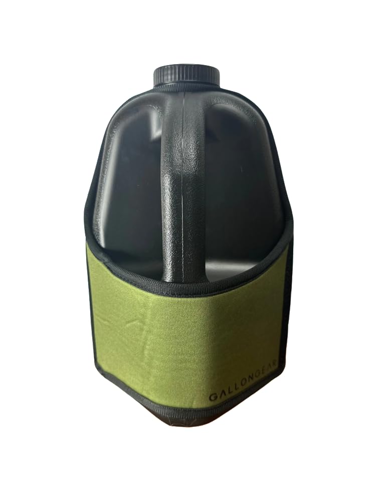 Gallon Gear 1 Gallon Large BPA Free Reusable Water Bottle with Insulated Sleeve | Hydration Jug for Men & Women | Gym, Sports, Training & Fitness | Perfect for Hiking, Camping and Outdoor Activities (Black/Olive Green)