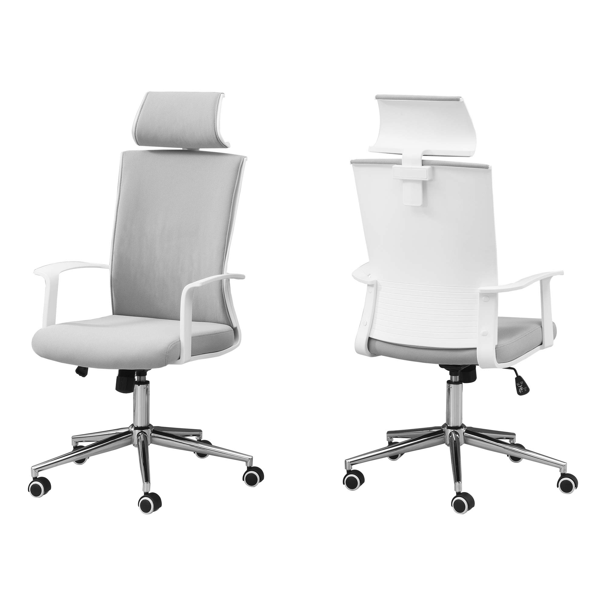Ergonomic High Back Executive Office Chair - White & Grey Fabric, Adjustable Lumbar Support - Perfect for Home Office, Gaming & Workspace Comfort