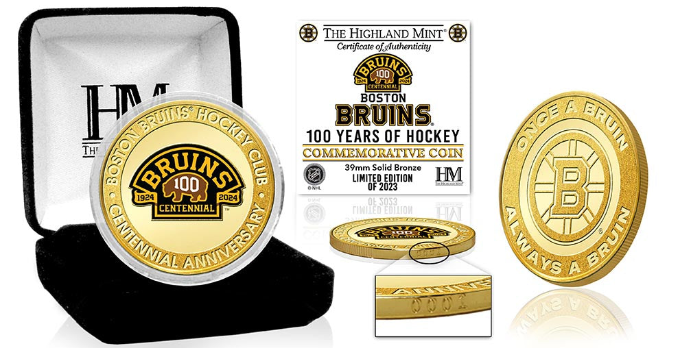 Boston Bruins Centennial Anniversary Commemorative Bronze Coin - NHL Collectible for Fans & Sports Memorabilia Enthusiasts - Perfect for Display, Gifts, and Hockey Memorabilia Collections