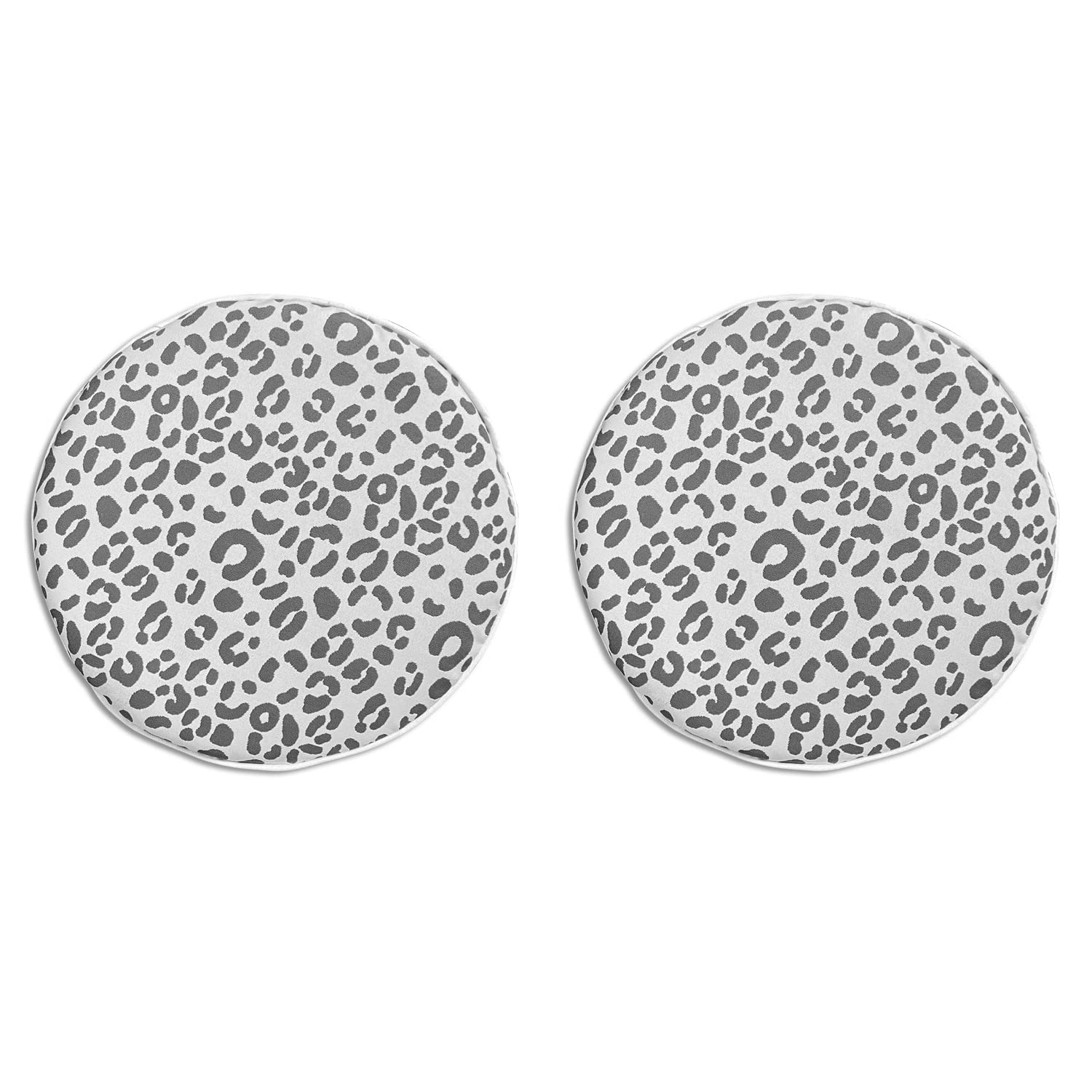 Premium Grey Leopard Print Bistro Chair Cushions Set of 2 - 16x16 Inch Round Outdoor Seat Pads for Patio Furniture, Garden Chairs & Deck Seating - Waterproof & Weather Resistant for Backyard, Poolside & Outdoor Dining