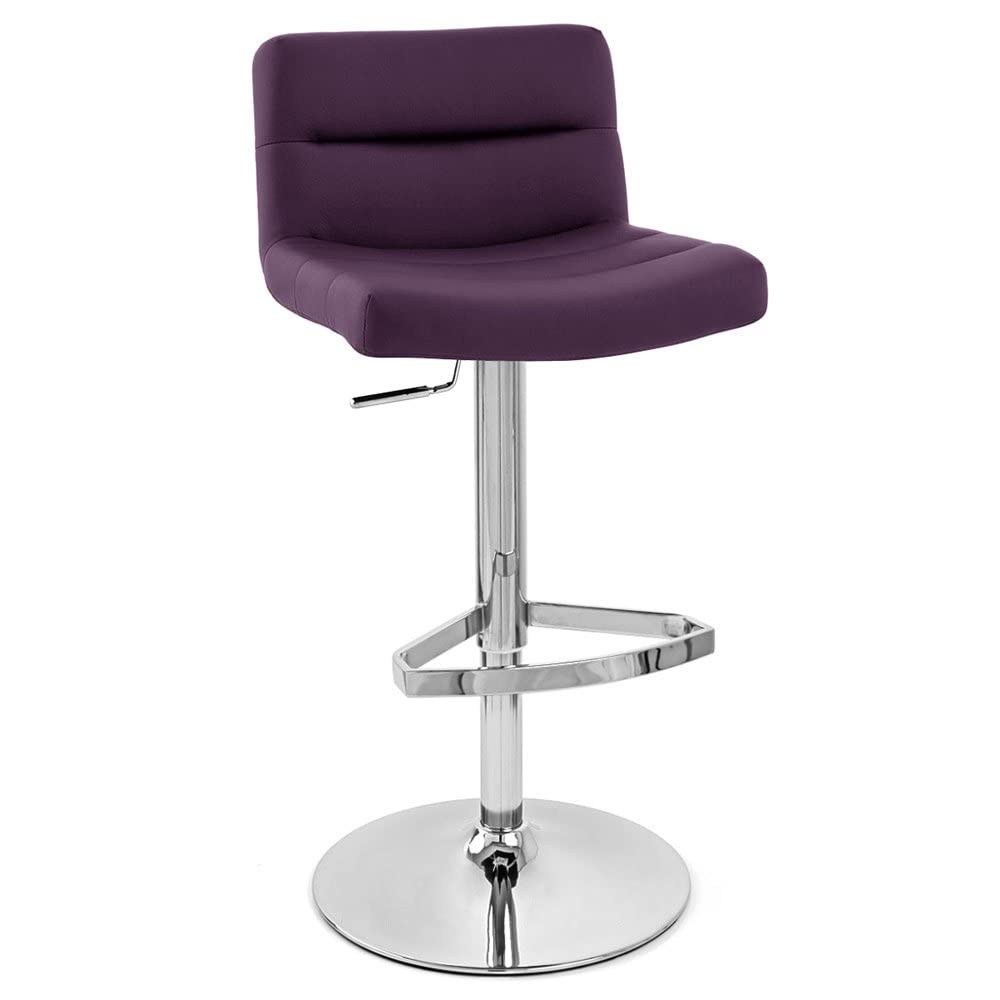 Zuri Furniture Purple Lattice Adjustable Height Swivel Bar Stool Without Arms - Modern Kitchen Island & Home Bar Seating for Dining & Entertainment Areas