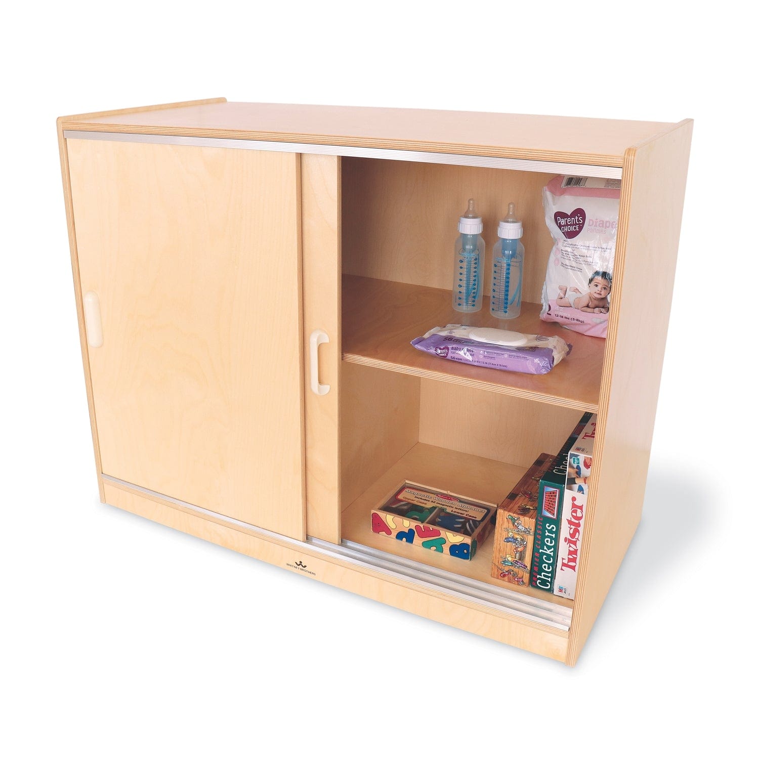 Sliding Doors Storage Cabinet - Modern Closet Organizer with Adjustable Shelves for Bedroom, Living Room, and Office Organization