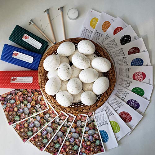 Easter Egg Decorating Kit - Ukrainian Pysanky Egg Dyeing Supplies for DIY Hand-Painted Easter Egg Ornaments | Perfect for Easter Crafts, Holiday Decorations & Gift Making