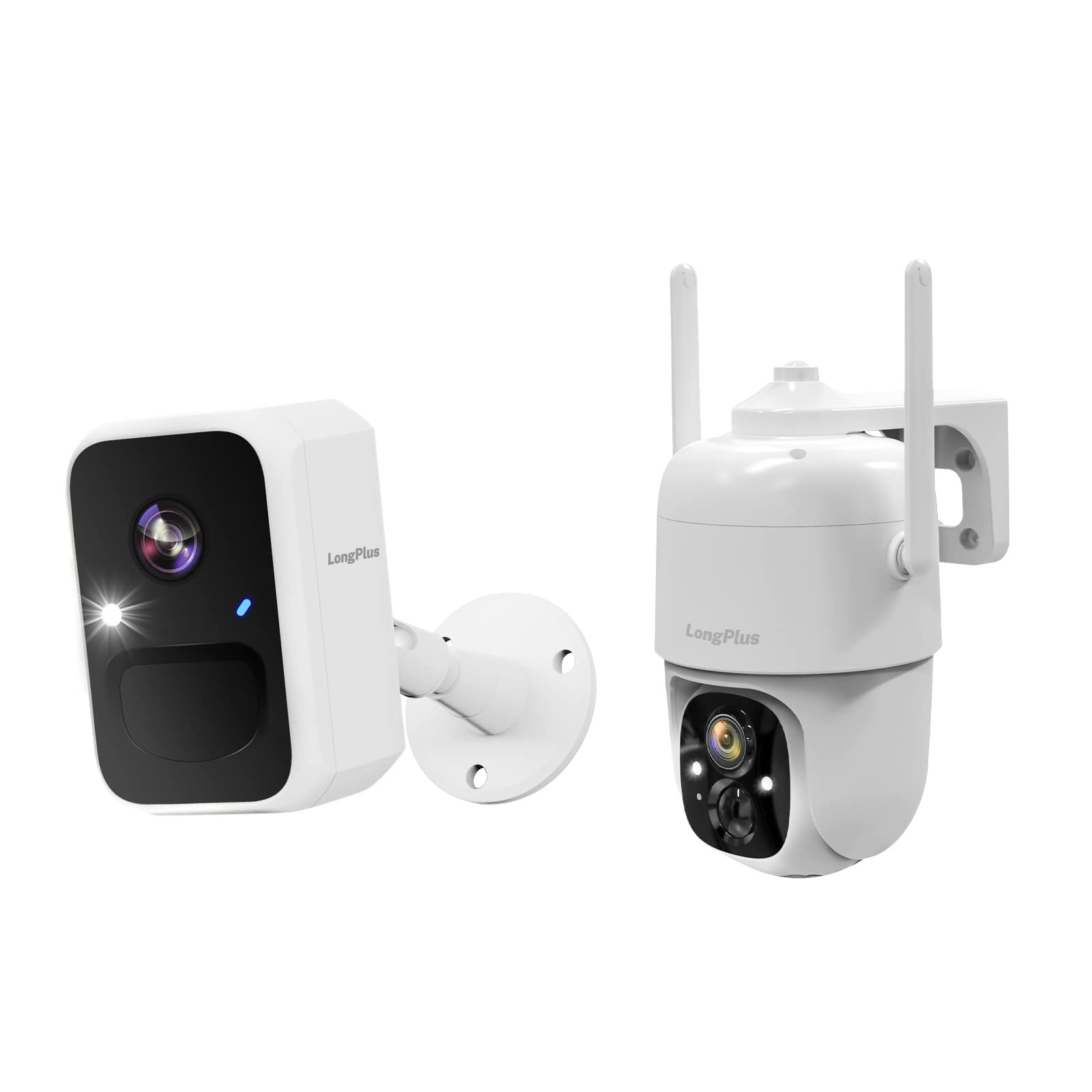 LongPlus Wireless Outdoor Security Camera - Battery Powered WiFi Home Security Camera with Night Vision, Motion Detection, Siren Alarm, Spotlight & 2-Way Audio | Weatherproof for All Seasons | SD/Cloud Storage | Perfect for Backyard, Front Door & Garage Monitoring