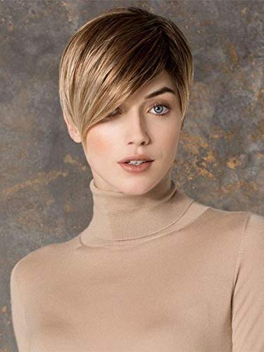 Ellen Wille Short Asymmetrical Boy Cut Synthetic Wig - Soft Tapered Neckline & Angled Fringe with Left Monofilament Part (Black) | Comfortable & Stylish Hair Solution for Hair Loss, Daily Wear & Special Occasions