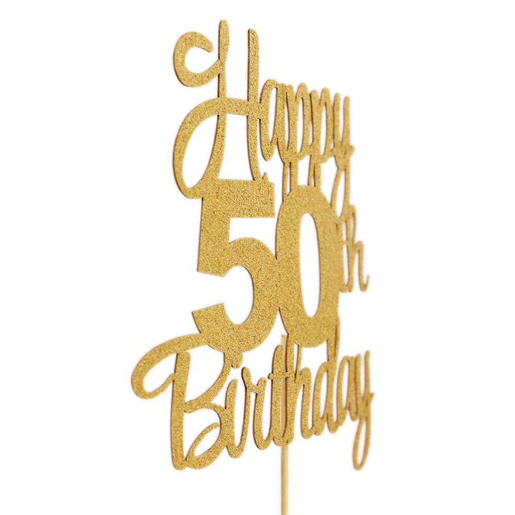 50th Birthday Cake Topper - Elegant Gold 50 Cake Topper for Anniversary & Party Decorations | Perfect for Milestone Celebrations, Retirement Parties & Golden Jubilee Events