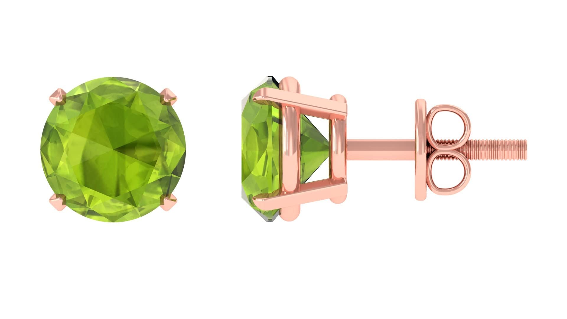 1 CT Natural Peridot Solitaire Stud Earrings for Women - 14K Solid Gold Rosec Jewels | Elegant Everyday Wear & Special Occasion Gift