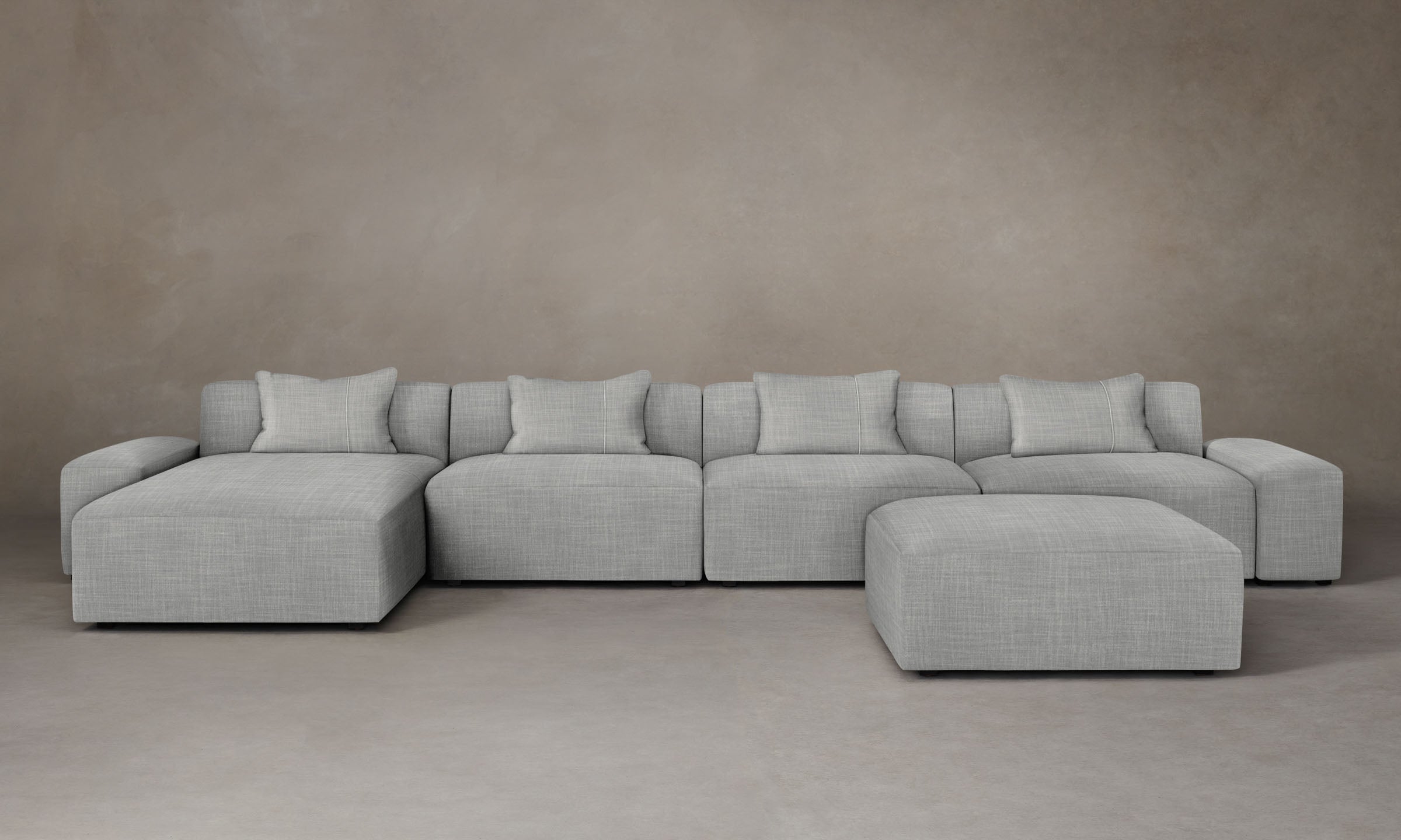 Breuer Modular Sectional Sofa - Performance Textured Tweed Fabric in Dove Gray | Modern Living Room Furniture for Small Spaces & Apartments