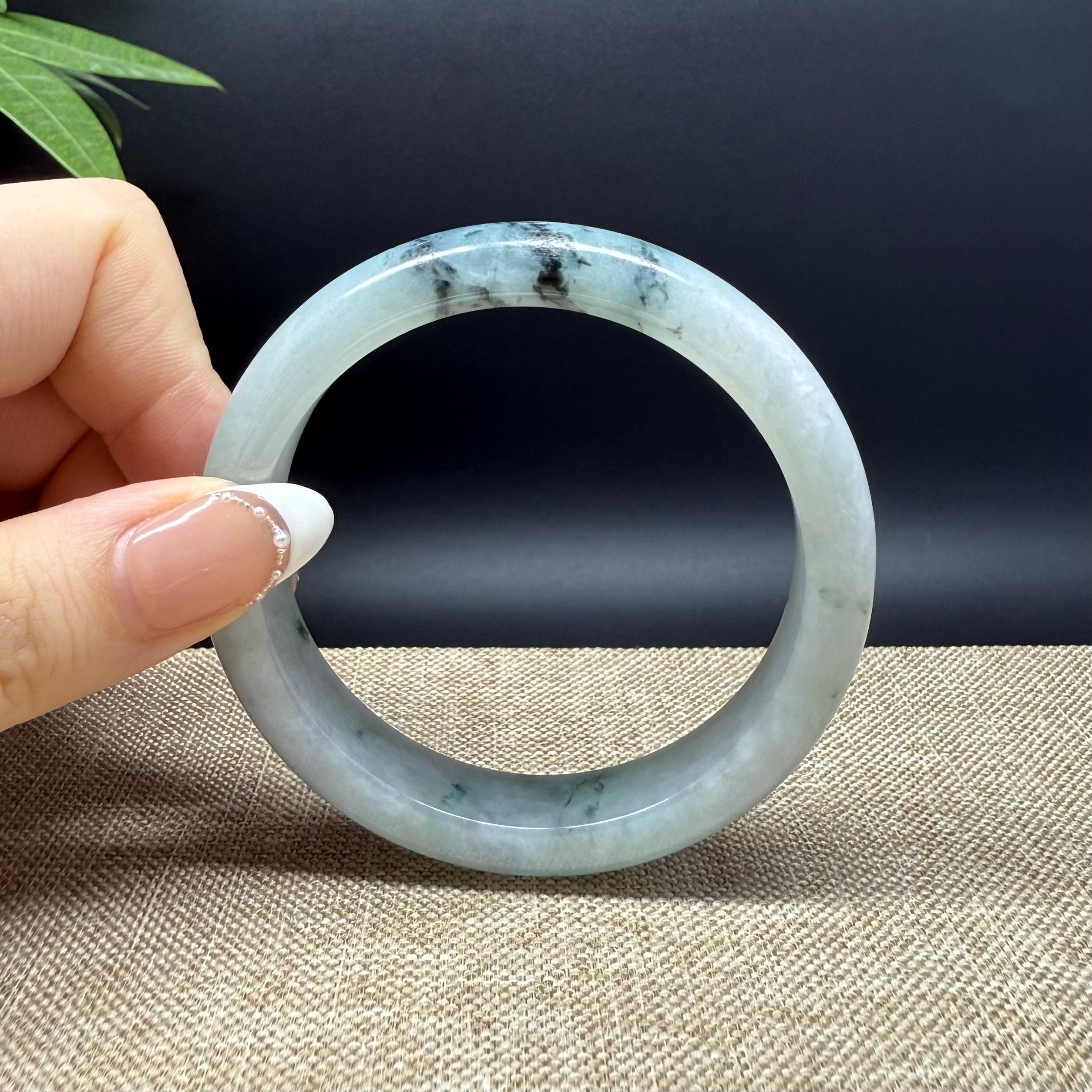 Authentic Burmese Green Jadeite Bangle Bracelet 57.9mm - Elegant Handmade Jewelry for Women, Perfect for Weddings, Gifts & Special Occasions