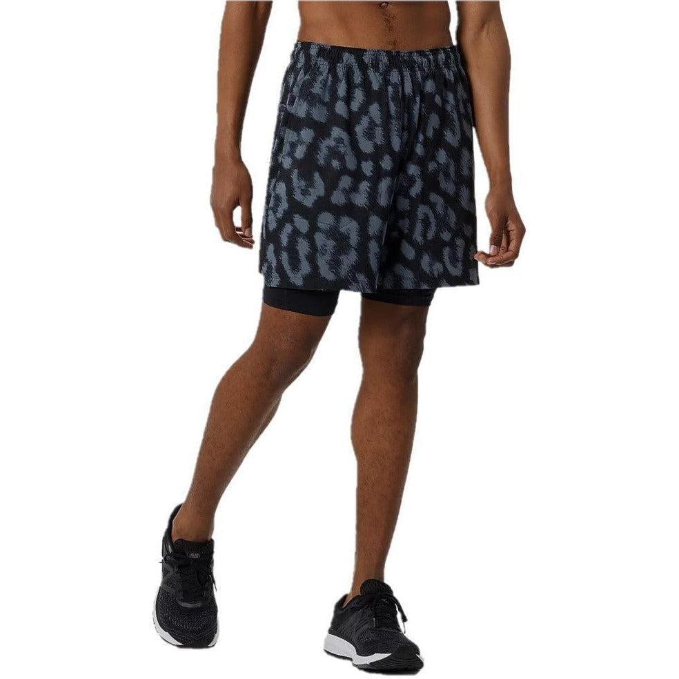 New Balance Men's R.W.Tech Printed 7-Inch 2-in-1 Running Shorts - Quick-Dry Athletic Workout Shorts for Gym, Jogging & Outdoor Sports