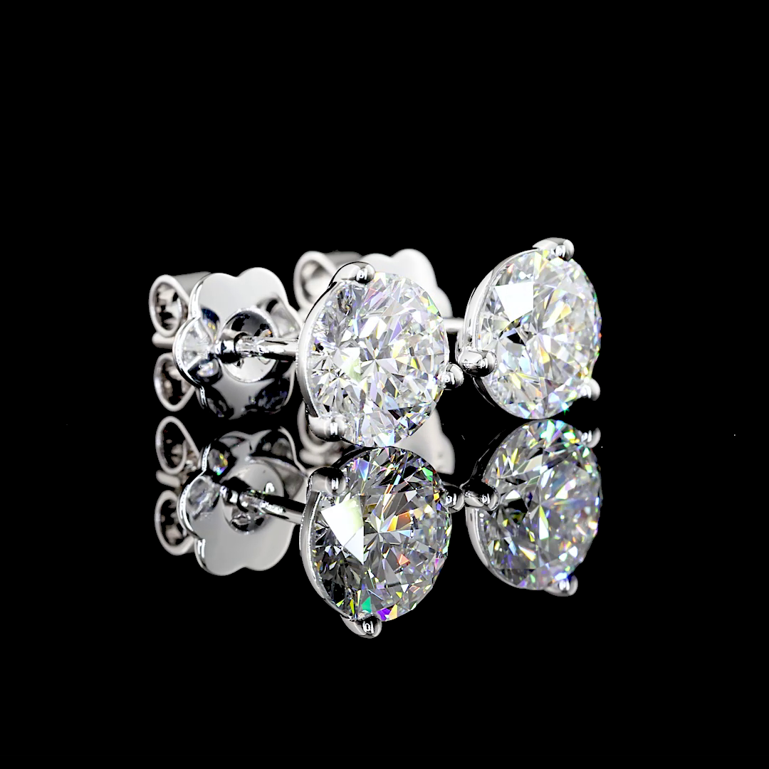 2.48 Carat Lab-Grown Round E VVS2 Diamond 14K White Gold Martini Stud Earrings - Perfect for Weddings, Anniversaries & Special Occasions